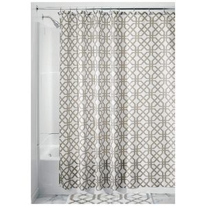 iDesign 72 in. H X 72 in. W Beige Trellis Shower Curtain Polyester