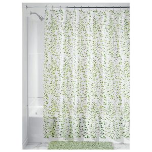 iDesign 72 in. H X 72 in. W Green Vines Shower Curtain PEVA