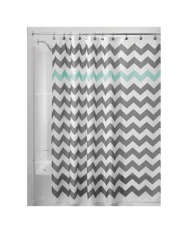 iDesign 72 in. H X 72 in. W Multicolored Chevron Shower Curtain Polyester