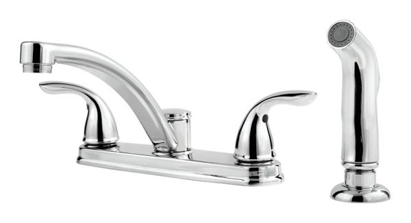 Pfister Delton Two Handle Chrome Kitchen Faucet Side Sprayer Included