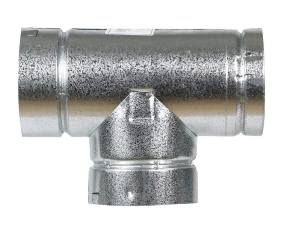 Selkirk 4 in. X 4 in. X 4 in. Aluminum/Galvanized Steel Stove Pipe Tee Cap Flow Tee