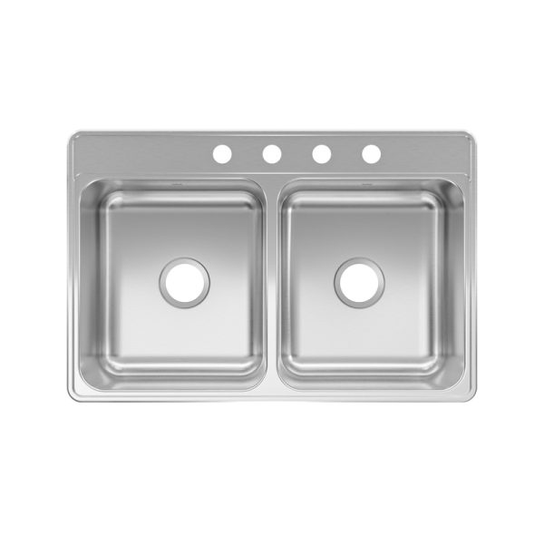 Kindred Stainless Steel Top Mount 33 in. W X 22 in. L Double Bowl Kitchen Sink Silver