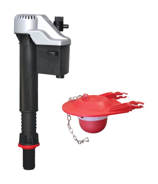 Korky QuietFILL Platinum Large 3 inch Flapper Fill Valve And Flapper Kit Red