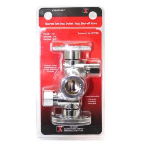 Keeney 5/8 in. Compression in. X 3/8 in. Compression Brass Dual Shut-Off Valve