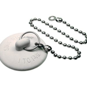 Danco 1-3/8 in. White Rubber Sink Stopper With Beaded Chain