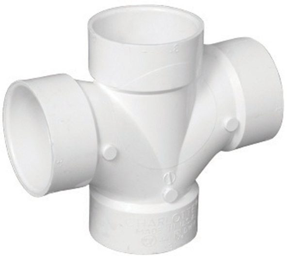Charlotte Pipe Schedule 40 3 in. Hub X 3 in. D Hub PVC Double Sanitary Tee