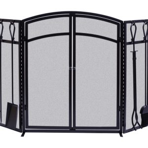 Panacea Open Hearth Black Matte Steel Fireplace Screen