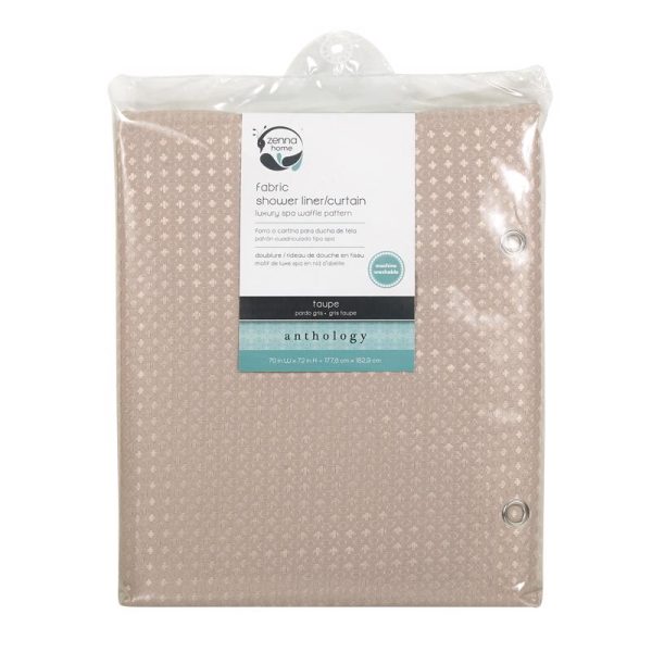 Zenna Home 72 in. H X 70 in. W Taupe Waffle Shower Curtain Liner Fabric