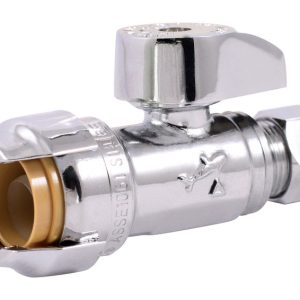 SharkBite 1/2 in. Push X 3/8 in. Compression Brass Straight Stop Valve