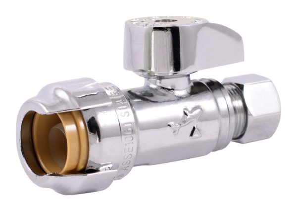 SharkBite 1/2 in. Push X 3/8 in. Compression Brass Straight Stop Valve