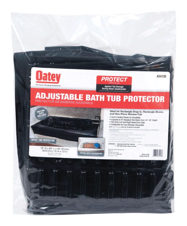 Oatey 2  H X 15 in. W X 15 in. L Black Adjustable Bathtub Protector
