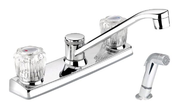 Keeney Belanger Two Handle Chrome Kitchen Faucet Side Sprayer Included