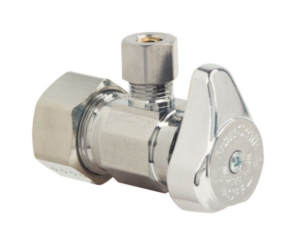 BrassCraft 1/2 in. Nominal Compression X 1/4 in. Compression Brass Angle Stop Valve