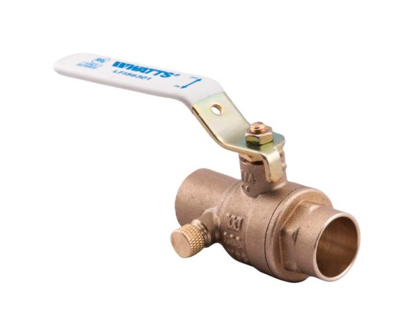 Watts 3/4 in. Brass Sweat Ball Valve with Drain Full Port