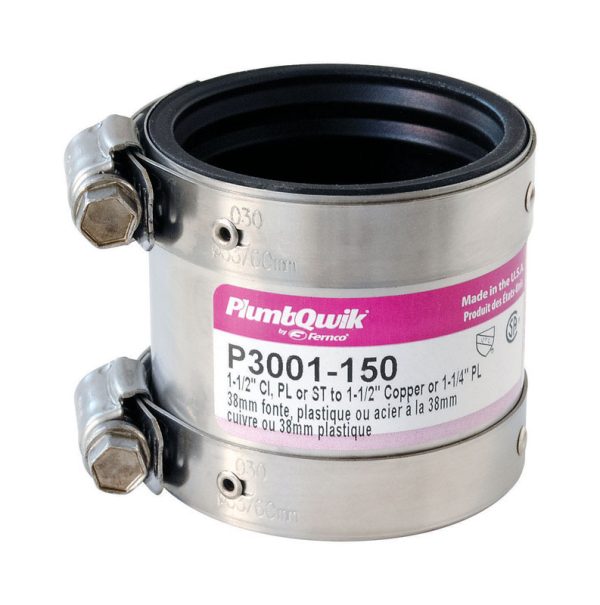 Fernco Schedule 40 1-1/2 in. Hub X 1-1/4 in. D Hub Neoprene Rubber 1 pk