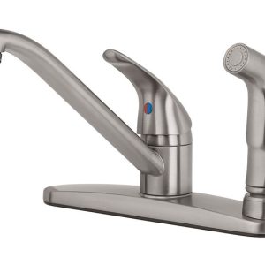 OakBrook Essentials One Handle Brushed Nickel Kitchen Faucet Side Sprayer Included