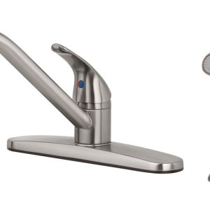 OakBrook Essentials One Handle Brushed Nickel Kitchen Faucet Side Sprayer Included