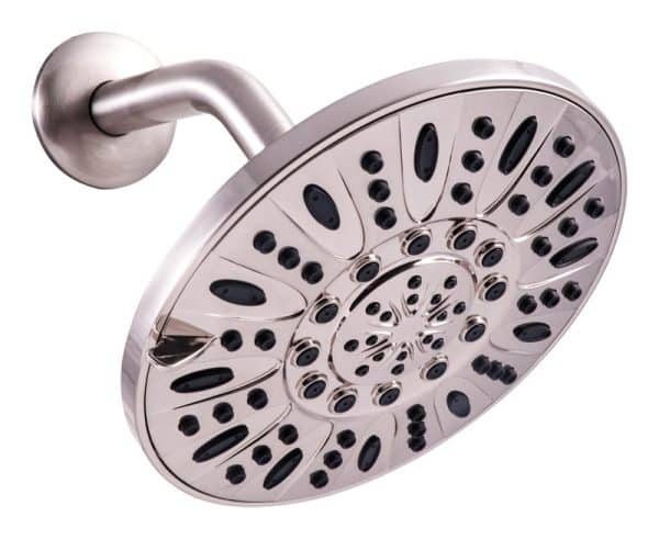 OakBrook Brushed Nickel PVC 3 settings Wallmount Showerhead 1.8 gpm