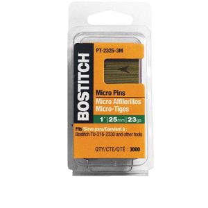 Bostitch 1 in. 23 Ga. Angled Strip Coated Micro Pins 3,000 pk