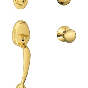 Schlage Plymouth Bright Brass Handleset Right or Left Handed