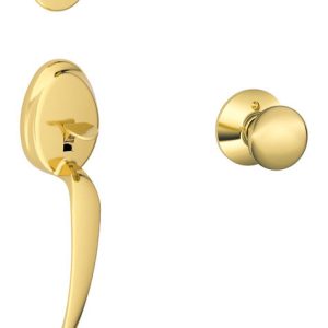 Schlage Plymouth Bright Brass Handleset Right or Left Handed