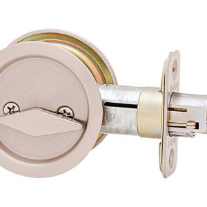 Kwikset Satin Nickel Metal Indoor Round Bed/Bath Pocket Door Lock