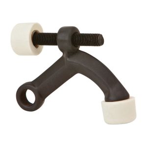 Ives Aluminum Oil Rubbed Bronze Hinge Pin Door Stop Mounts to door hinge