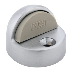 Ives 1-3/4 in. W X 2 in. L Brass Satin Chrome Door Stop Mounts to floor