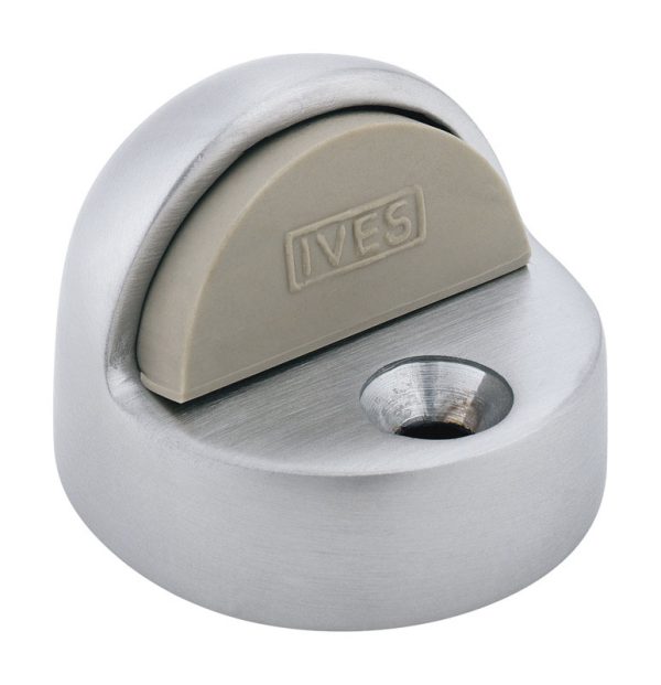 Ives 1-3/4 in. W X 2 in. L Brass Satin Chrome Door Stop Mounts to floor