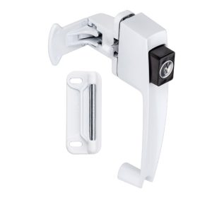 National Hardware White Zinc Push Button Keyed Latch 1 pk