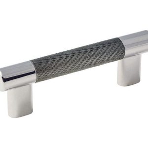 Amerock Esquire Bar Cabinet Pull 3 in. & 3-3/4 in. Gunmetal/Polished Nickel 1 pk