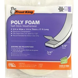 Frost King White Poly Foam Weather Stripping Tape For Doors and Windows 17 ft. L X 1/4 in.