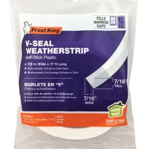 Frost King White Plastic V-Shaped Weatherstrip For Doors and Windows 17 ft. L X 7/8 in.