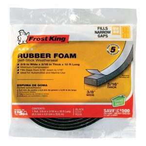 Frost King Black Rubber Foam Weather Stripping Tape For Doors and Windows 10 ft. L X 0.19 in.