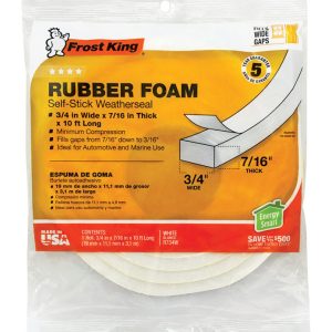 Frost King White Rubber Foam Weather Stripping Tape For Auto and Marine 10 ft. L X 7/16 in.
