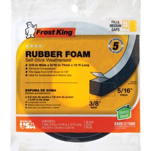 Frost King Black Rubber Foam Weather Seal For Doors and Windows 10 ft. L X 0.32 in.