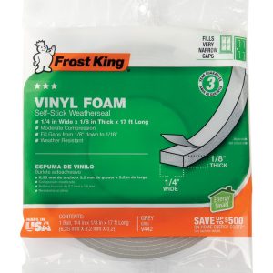 Frost King Gray Vinyl Clad Foam Waterproof Weatherseal For Doors and Windows 17 ft. L X 1/8 in.