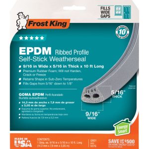 Frost King Gray EPDM Rubber Foam Weather Stripping Tape For Doors and Windows 10 ft. L X 0.31 in.
