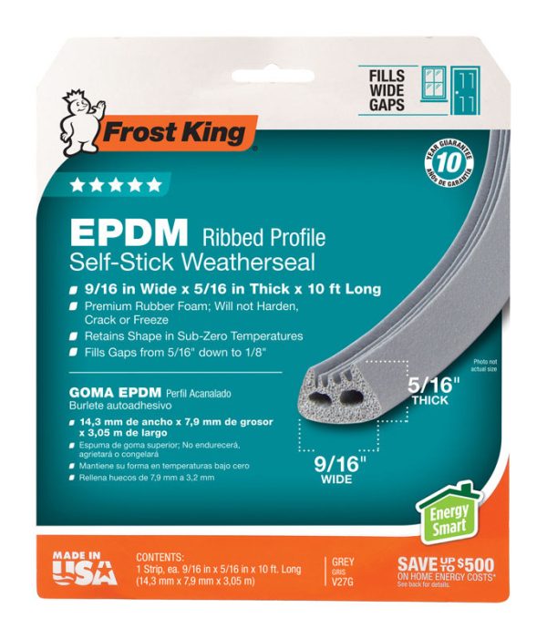 Frost King Gray EPDM Rubber Foam Weather Stripping Tape For Doors and Windows 10 ft. L X 0.31 in.