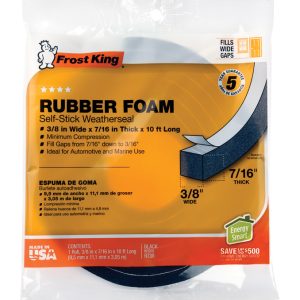 Frost King Black Rubber Foam Weather Stripping Tape For Auto and Marine 10 ft. L X 7/16 in.