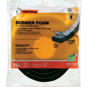 Frost King Black Rubber Foam Weather Stripping Tape For Auto and Marine 10 ft. L X 7/16 in.