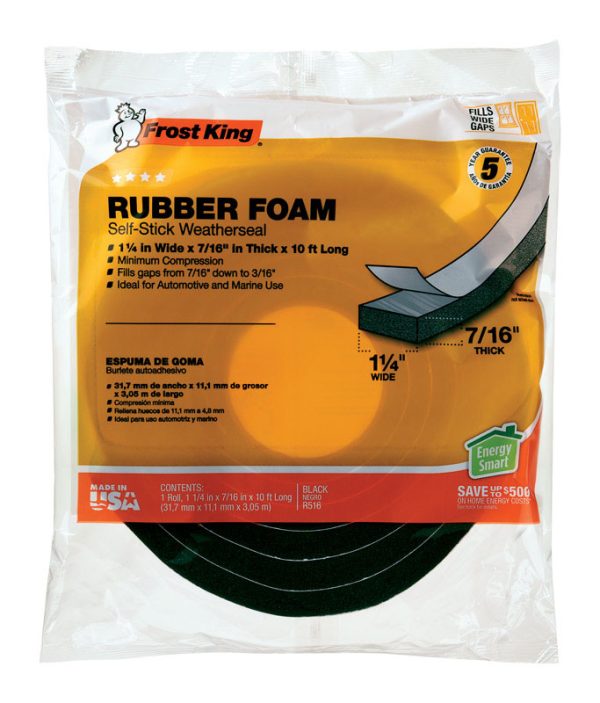 Frost King Black Rubber Foam Weather Stripping Tape For Auto and Marine 10 ft. L X 7/16 in.