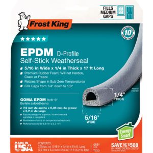Frost King Gray EPDM Rubber Foam Weather Stripping Tape For Doors and Windows 17 ft. L X 1/4 in.