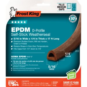 Frost King Brown EPDM Rubber Foam Weather Stripping Tape For Doors and Windows 17 ft. L X 0.25 in.