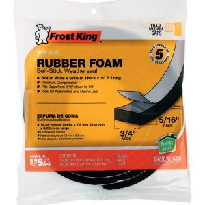 Frost King Black Rubber Foam Weather Stripping Tape For Auto and Marine 10 ft. L X 0.31 in.