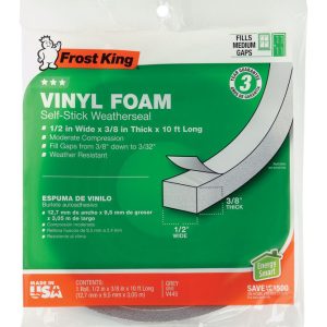 Frost King Gray Vinyl Clad Foam Weather Seal For Doors and Windows 10 ft. L X 0.38 in.