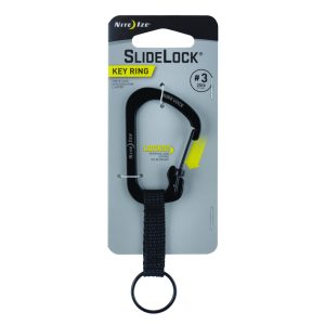 Nite Ize SlideLock 1.5 in. D Stainless Steel Black Carabiner Key Ring