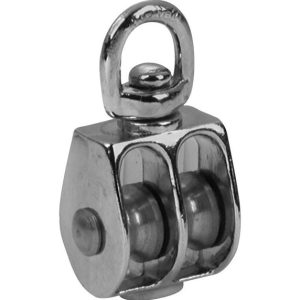 Baron 1 in. D Nickel Iron Fixed Eye Double Sheave Rigid Eye Pulley