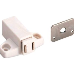 Amerock 2 in. W X 1-11/16 in. L White Steel Touch Latch 1 pk