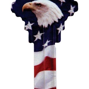Hillman Wackey Flag & Eagle House/Office Universal Key Blank Single
